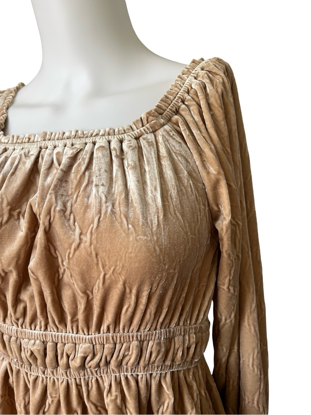 Sterling & Stitch Brown Velvet Babydoll Top Whimsigoth Peasant Womens Size Small - Picture 5 of 9